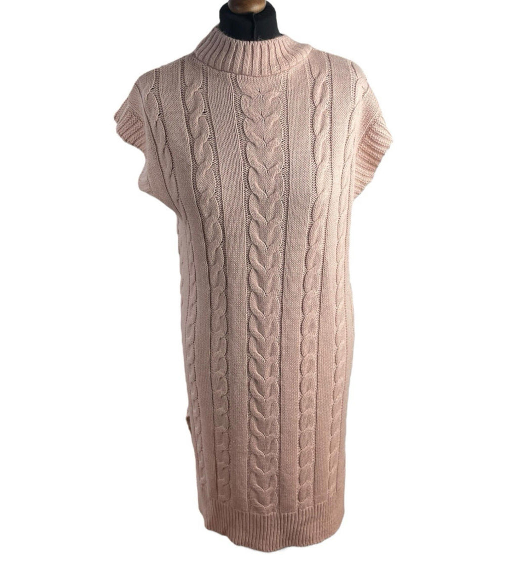 Pink Sleeveless Jumper Dress Knee Length Aaron Knit Women’s UK Size M