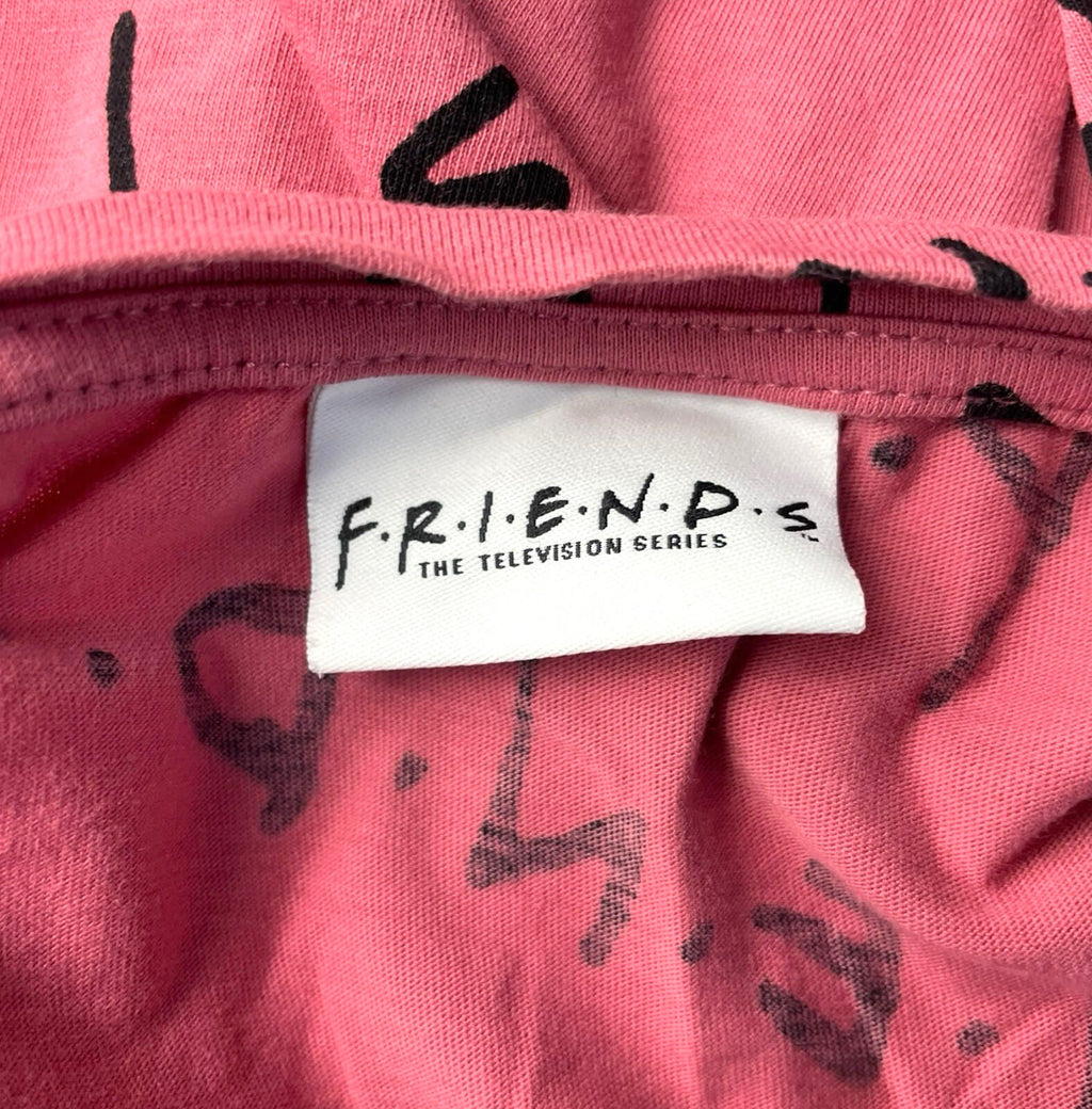 Friends Cropped T-Shirt Women’s UK Size 14 Short Sleeve Cotton Geometric Print