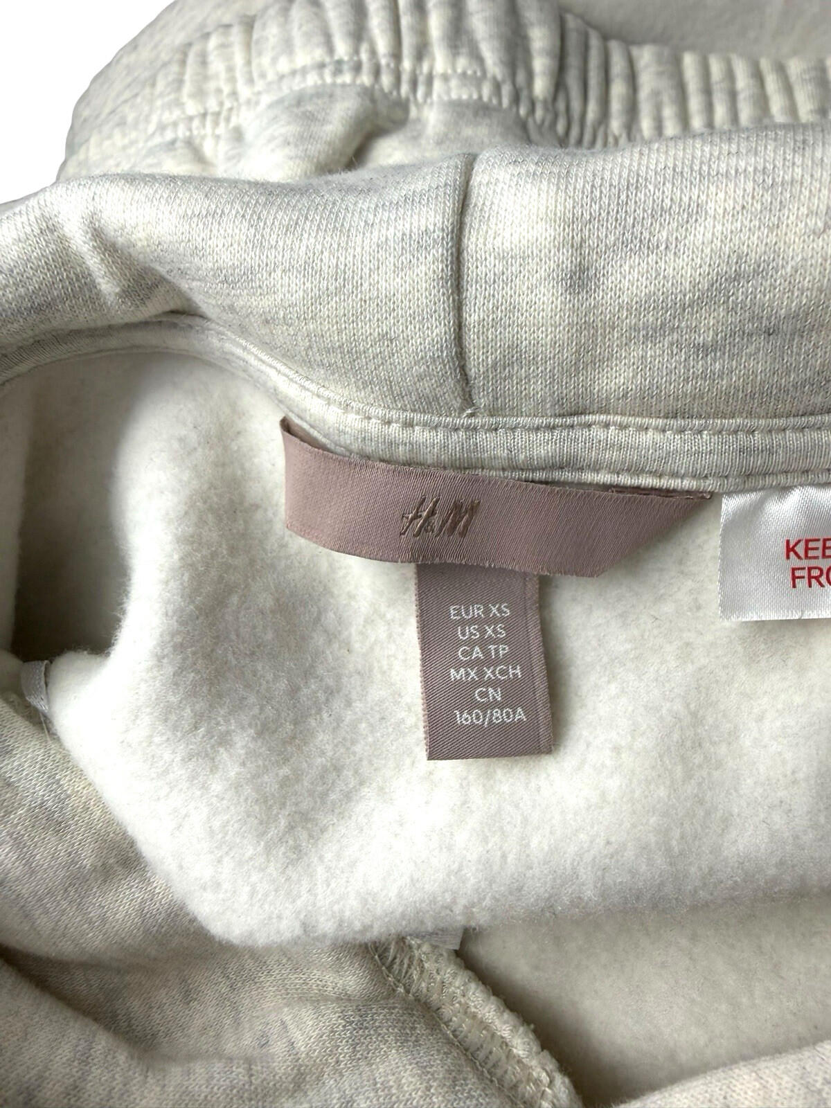 H&M Joggers Co Ord Set Women's UK Size XS Jersey Hoodie Jog Pants Light Grey