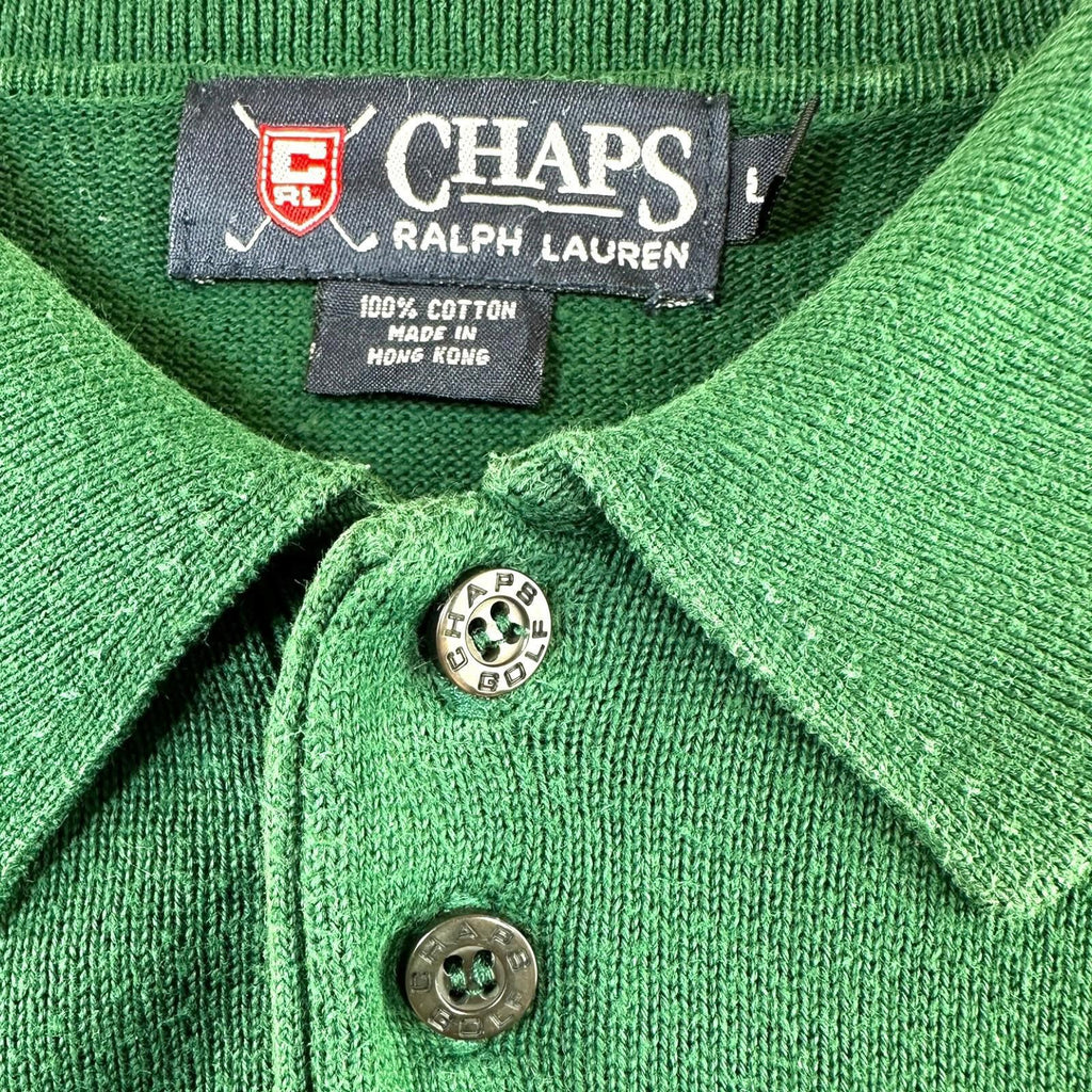 Chaps Golf Ralph Lauren Polo Jumper Men's UK Size L Green Long Sleeve Pullover