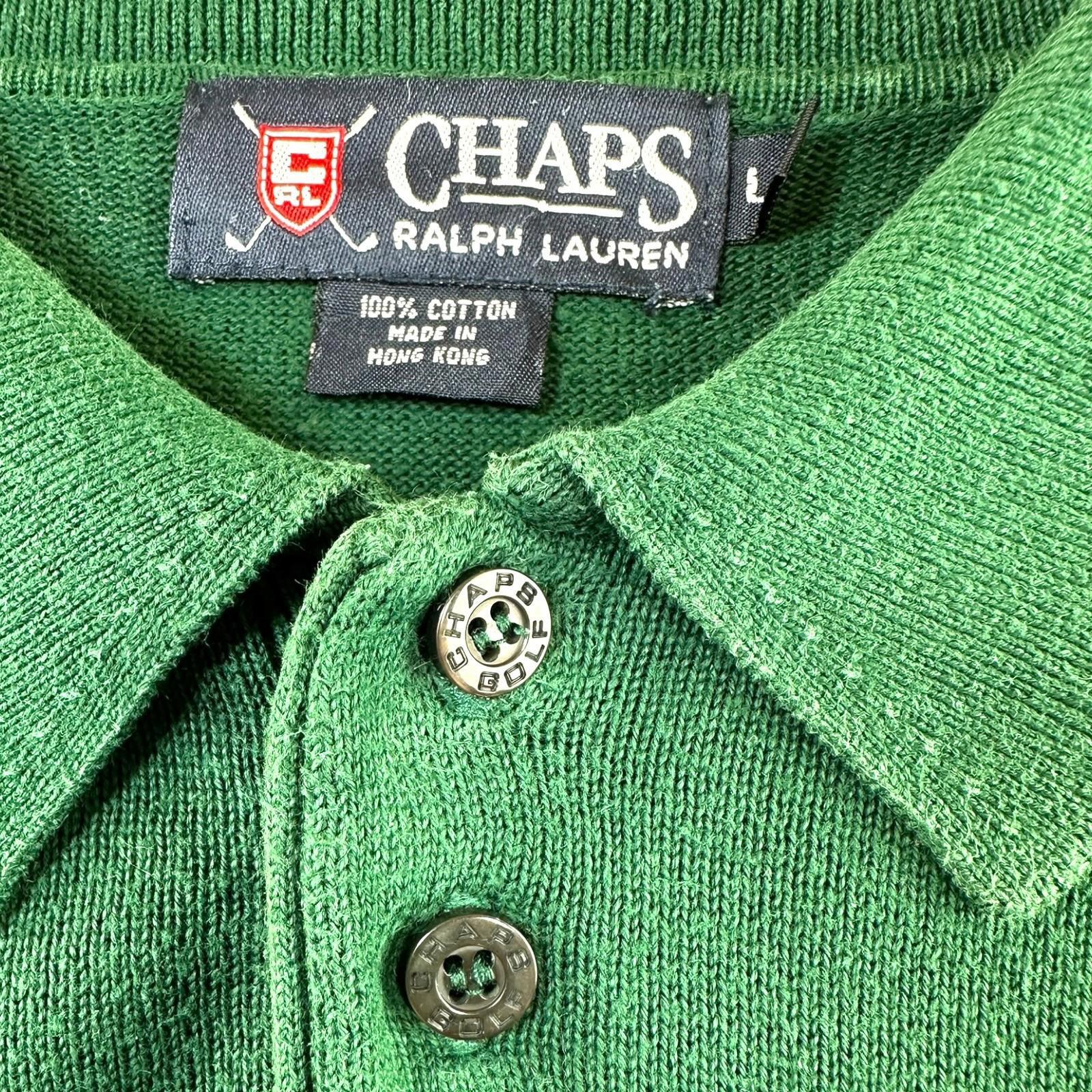 Chaps Golf Ralph Lauren Polo Jumper Men's UK Size L Green Long Sleeve Pullover