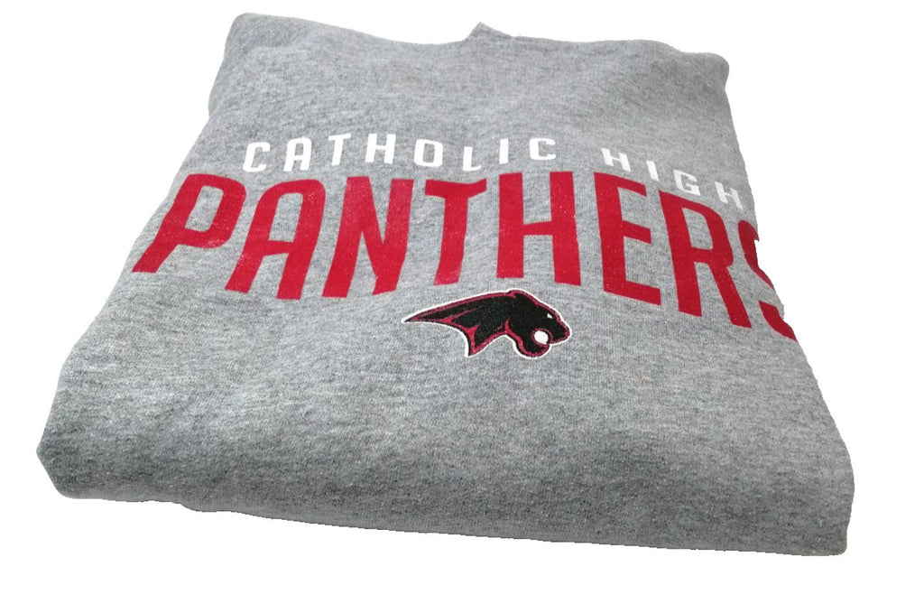 Catholic High Panthers Hoodie Youth Size Age 14- 15  Grey Jersey Hooded Pockets