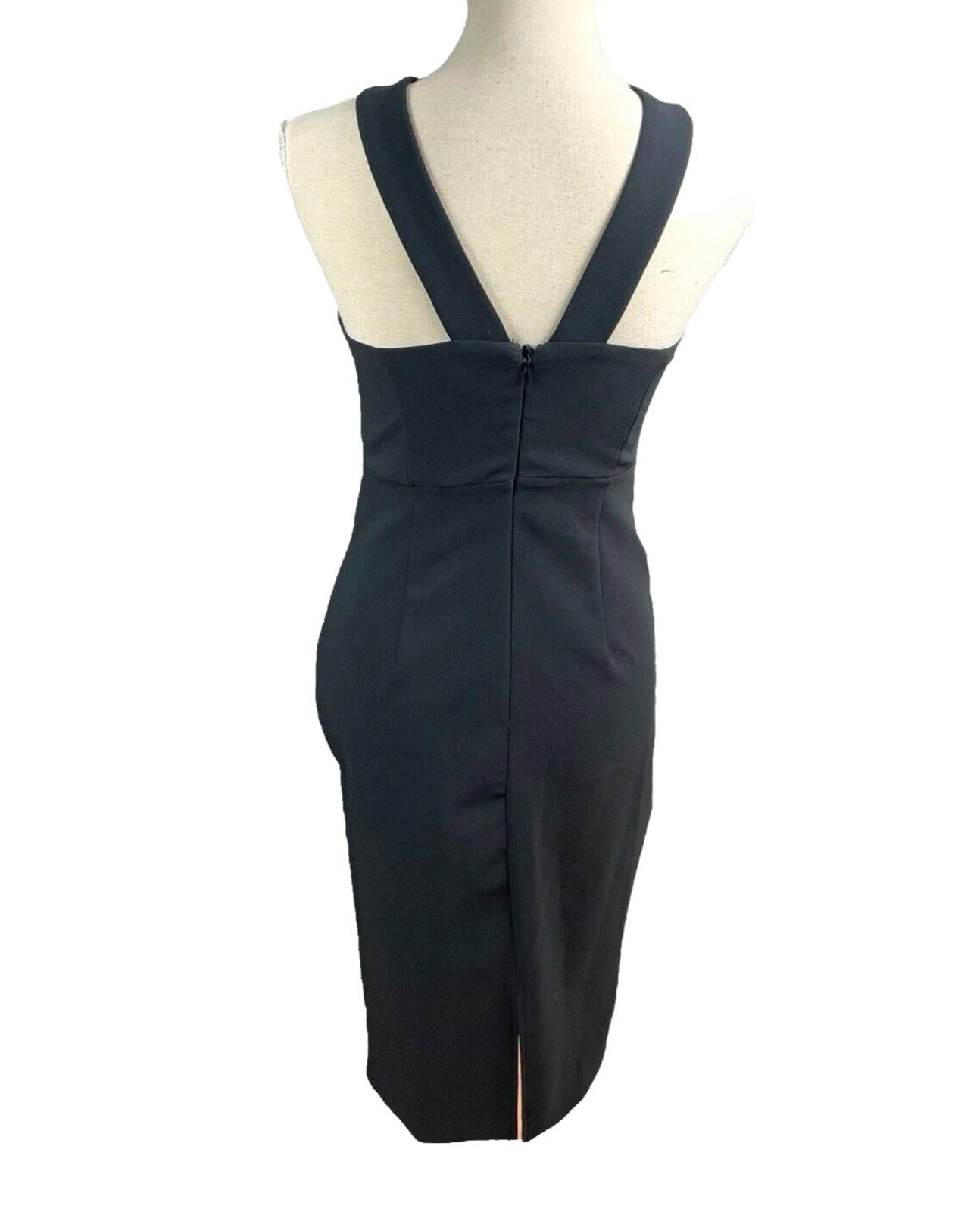 River Island Black Midi Dress Criss Cross Neckline Women’s UK Size 12