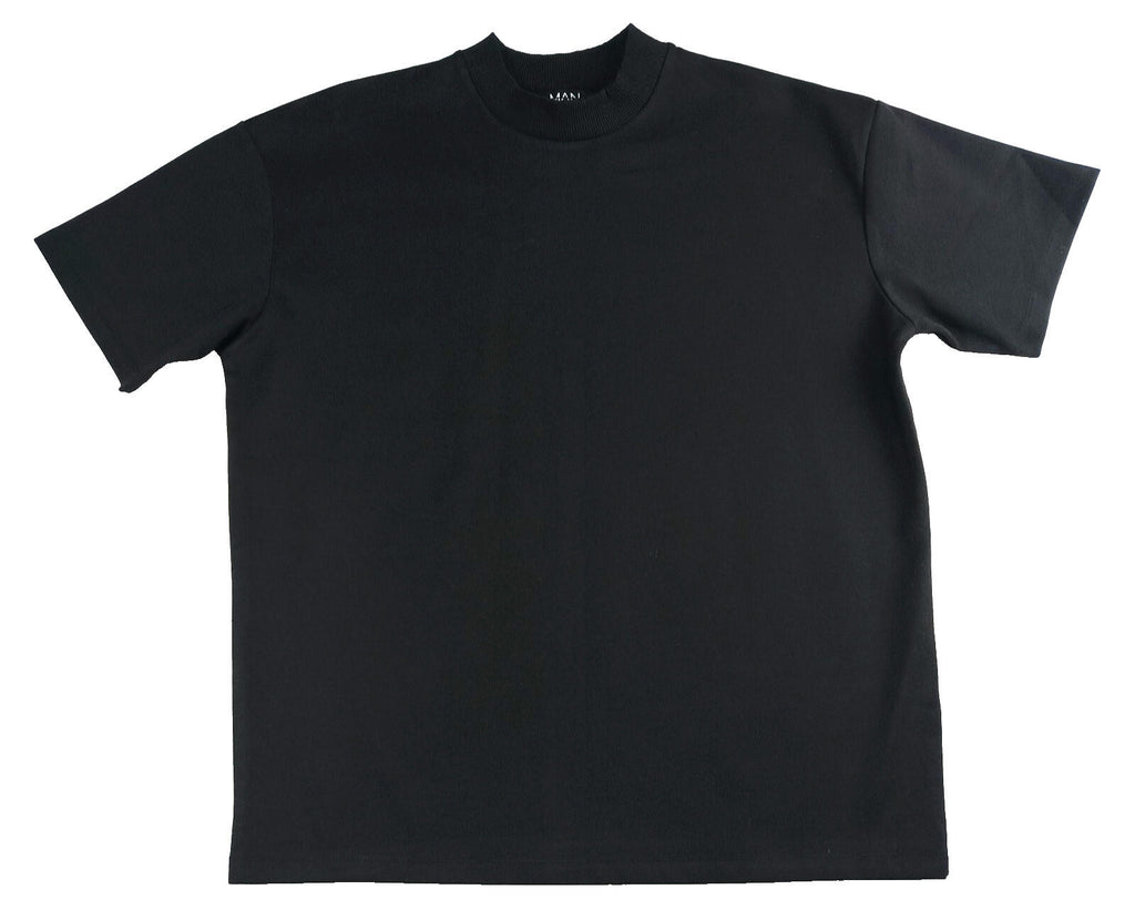 Boohoo Man T-Shirt Men's UK Size S Black Crew Neck Oversized Easy Care