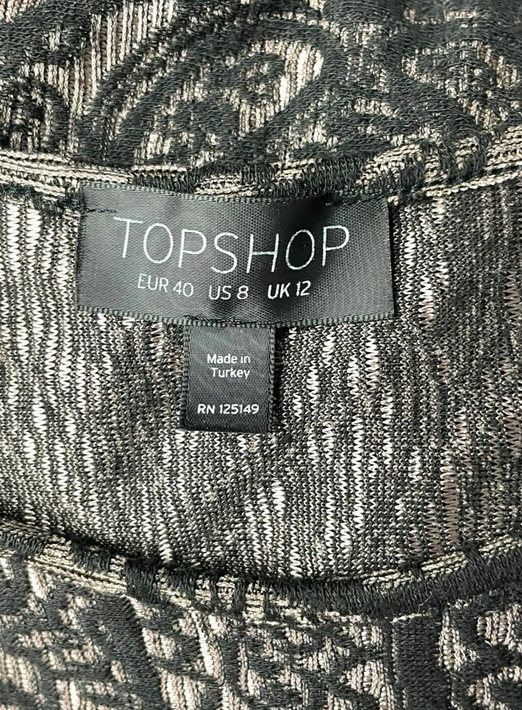 Topshop Black Embroidered Midi Dress Long Sleeve Bodycon Women’s UK Size 12
