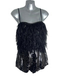 Pretty Little Thing Feather Detail Strappy Sequin Playsuit Women’s UK Size 8