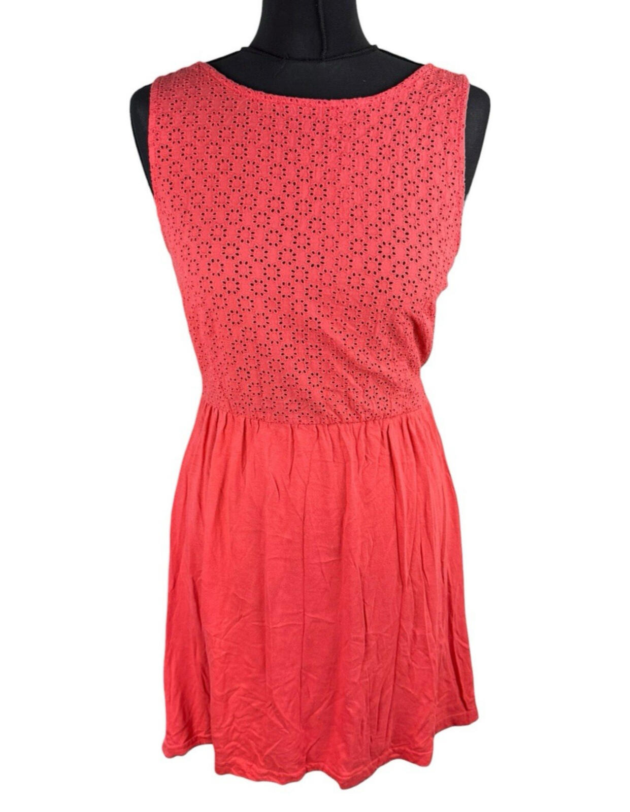 Broderie Anglaise Mini Dress Women’s UK Size 8 Orange Sleeveless Bikini Cover Up