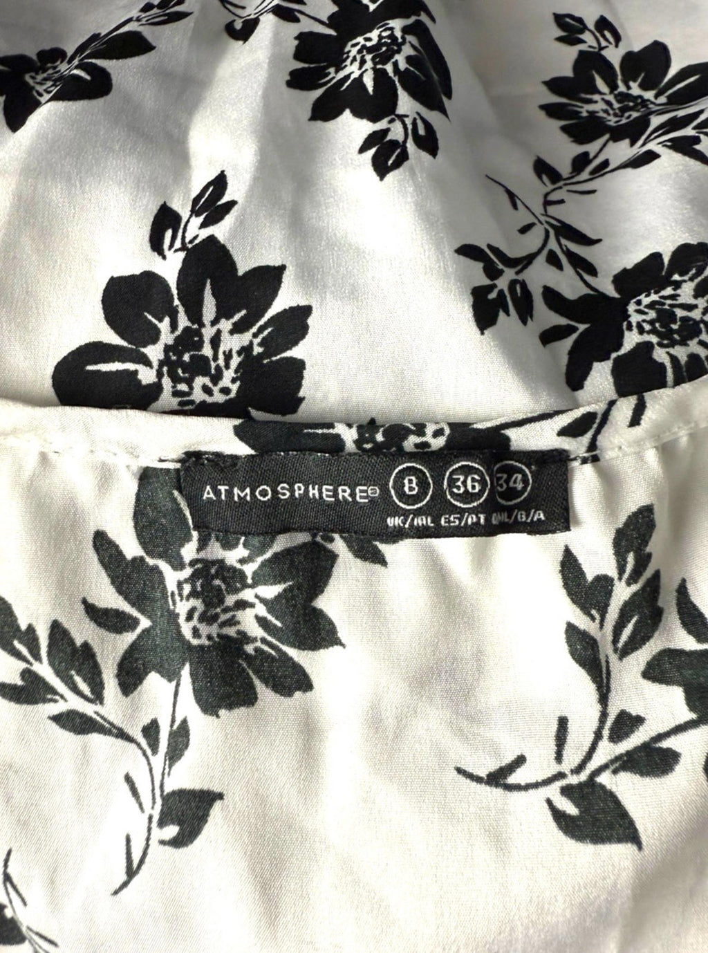 Atmosphere White Black Floral Camisole Tank Top Lightweight Women’s UK Size 8