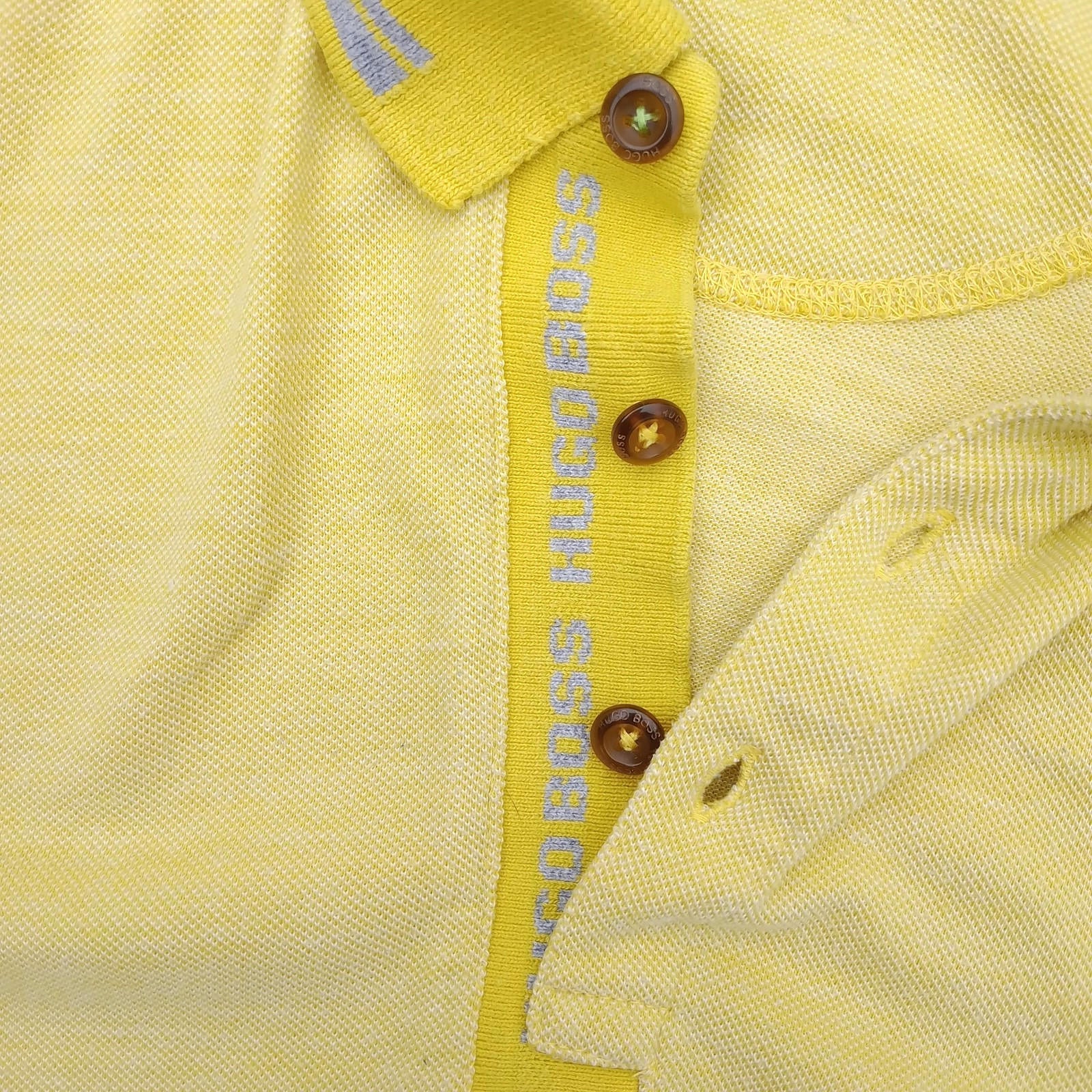Hugo Boss Polo Shirt Men's UK Size L Yellow Short Sleeve 100% Cotton Easy Care