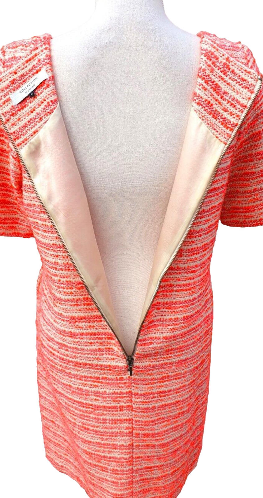 John Lewis Orange Tweed 60's Mini Dress Textured Summer Women's UK Size 12