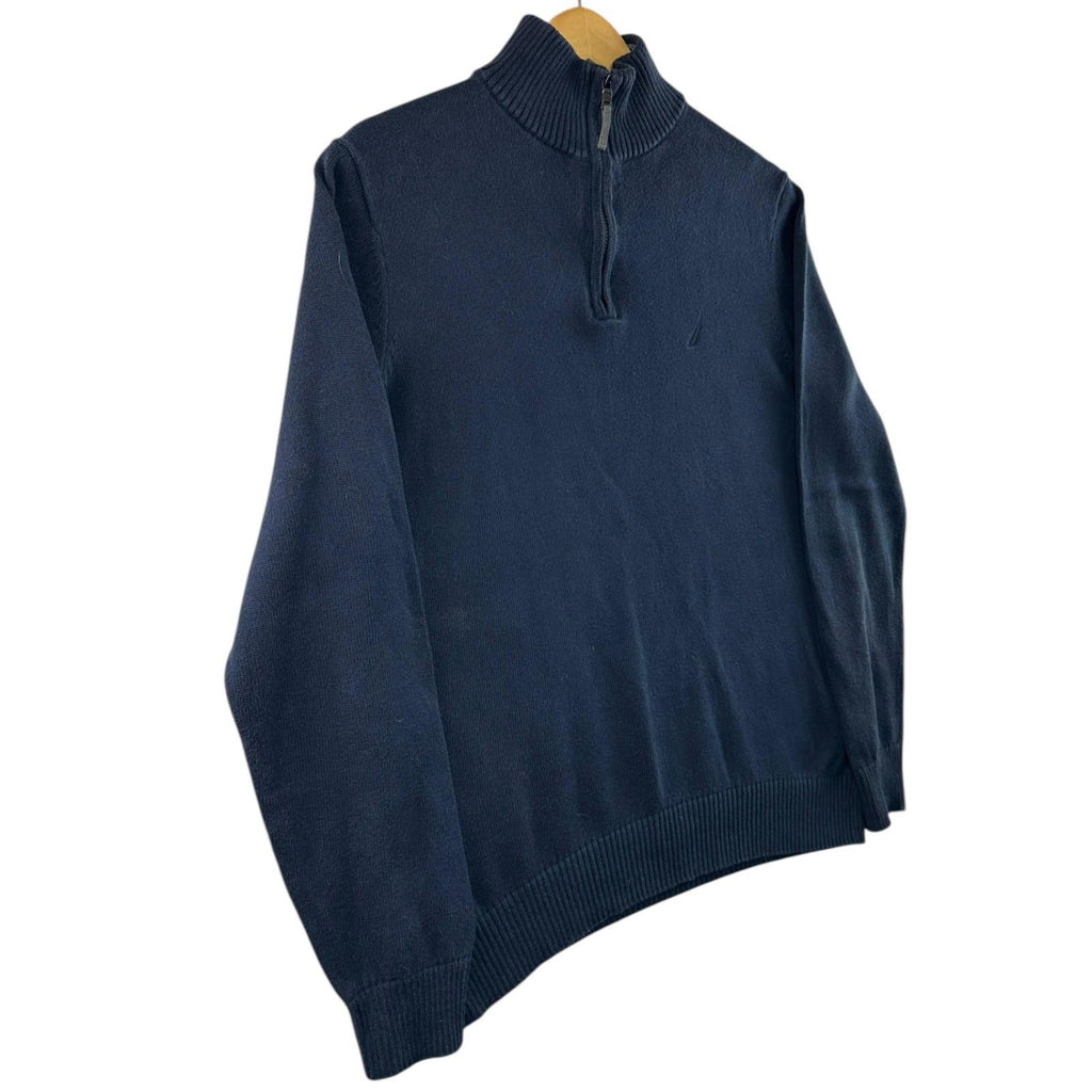 Nautica Jumper Men's UK Size S Blue Long Sleeve 1/4 Zip Embroidered Logo