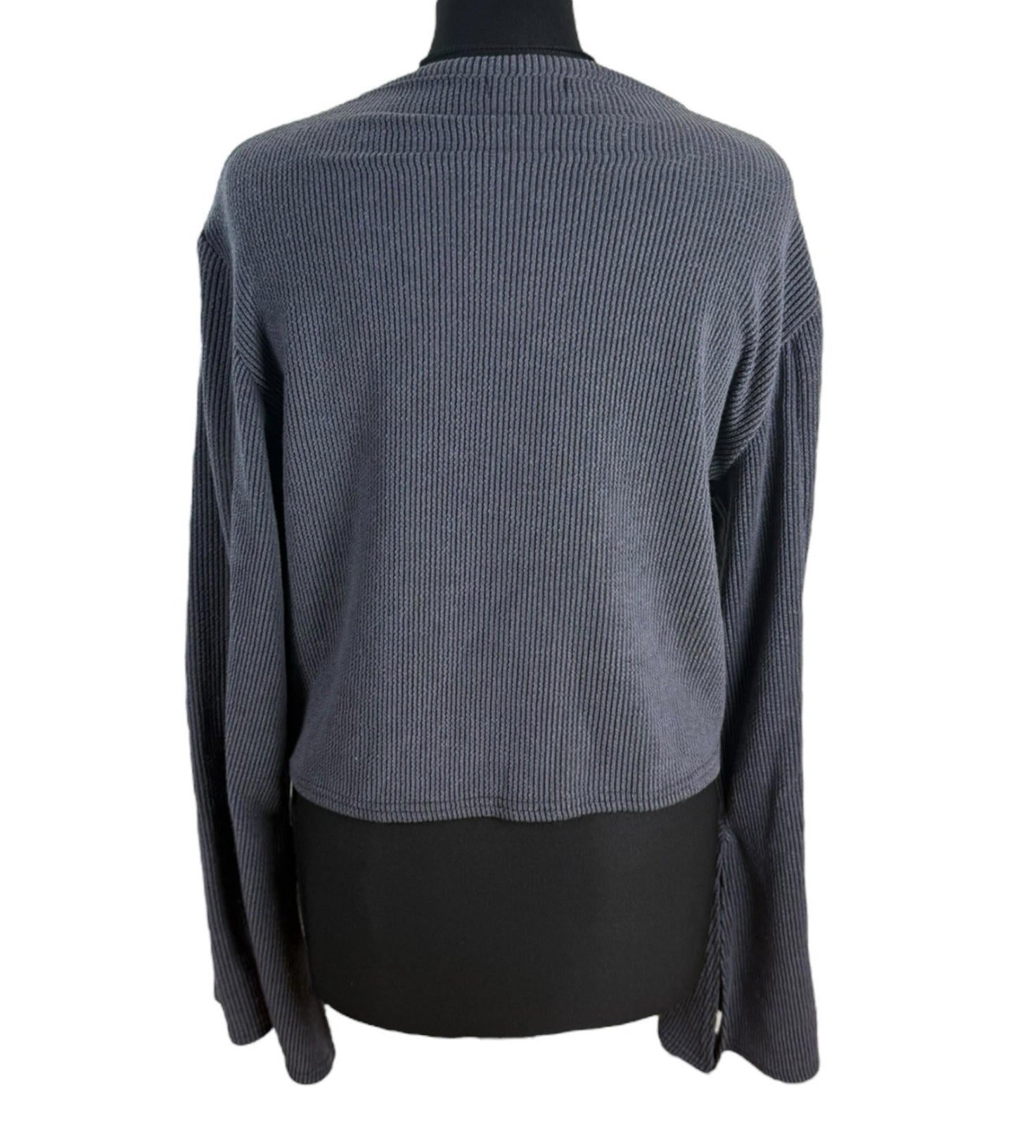 Pretty Little Thing Grey Ribbed Crop top Long Sleeve Women’s UK Size 16