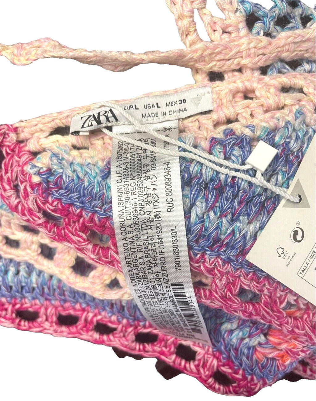 Zara Crochet Knit Halter Crop Top Summer Women's UK Size Large