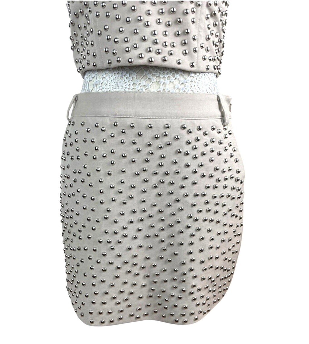 Nasty Gal Beige Studded Skirt A D Croptop Co-Ord Set Women’s UK Size 10