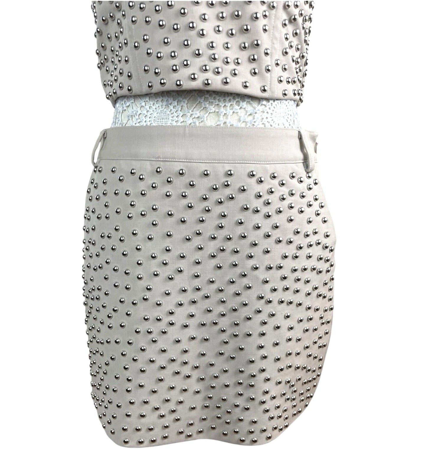 Nasty Gal Beige Studded Skirt A D Croptop Co-Ord Set Women’s UK Size 10