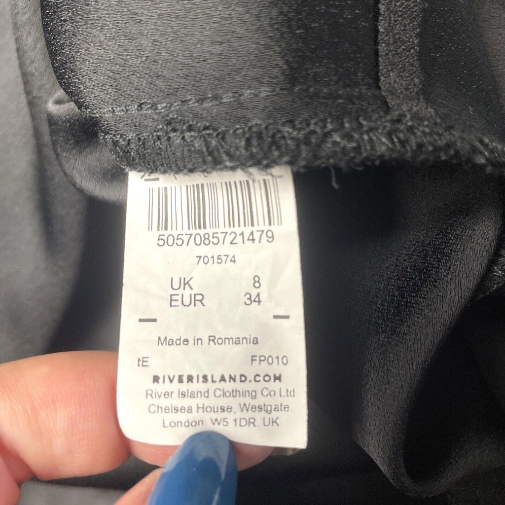 River Island Dress Black Belted Women's UK Size 8 Black