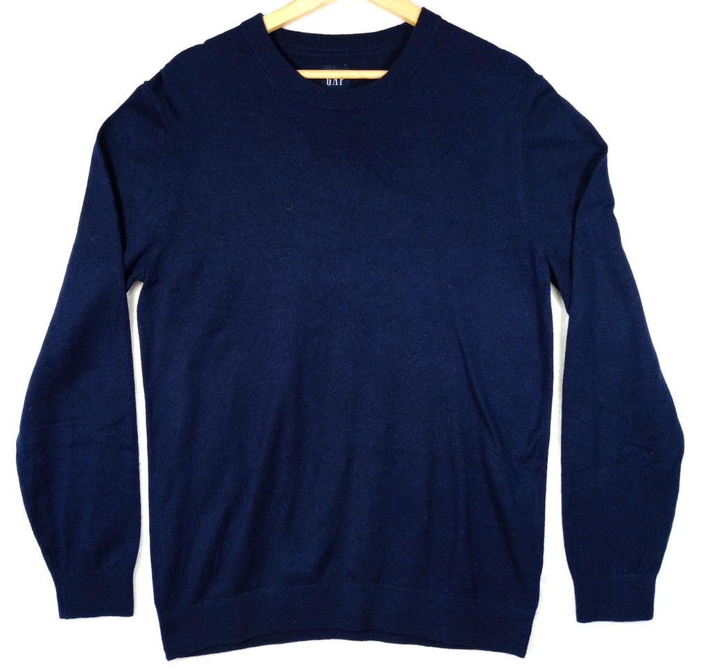 Gap Knit Jumper Men's UK Size M Blue Long Sleeve 100% Cotton Crew Neck Sweater