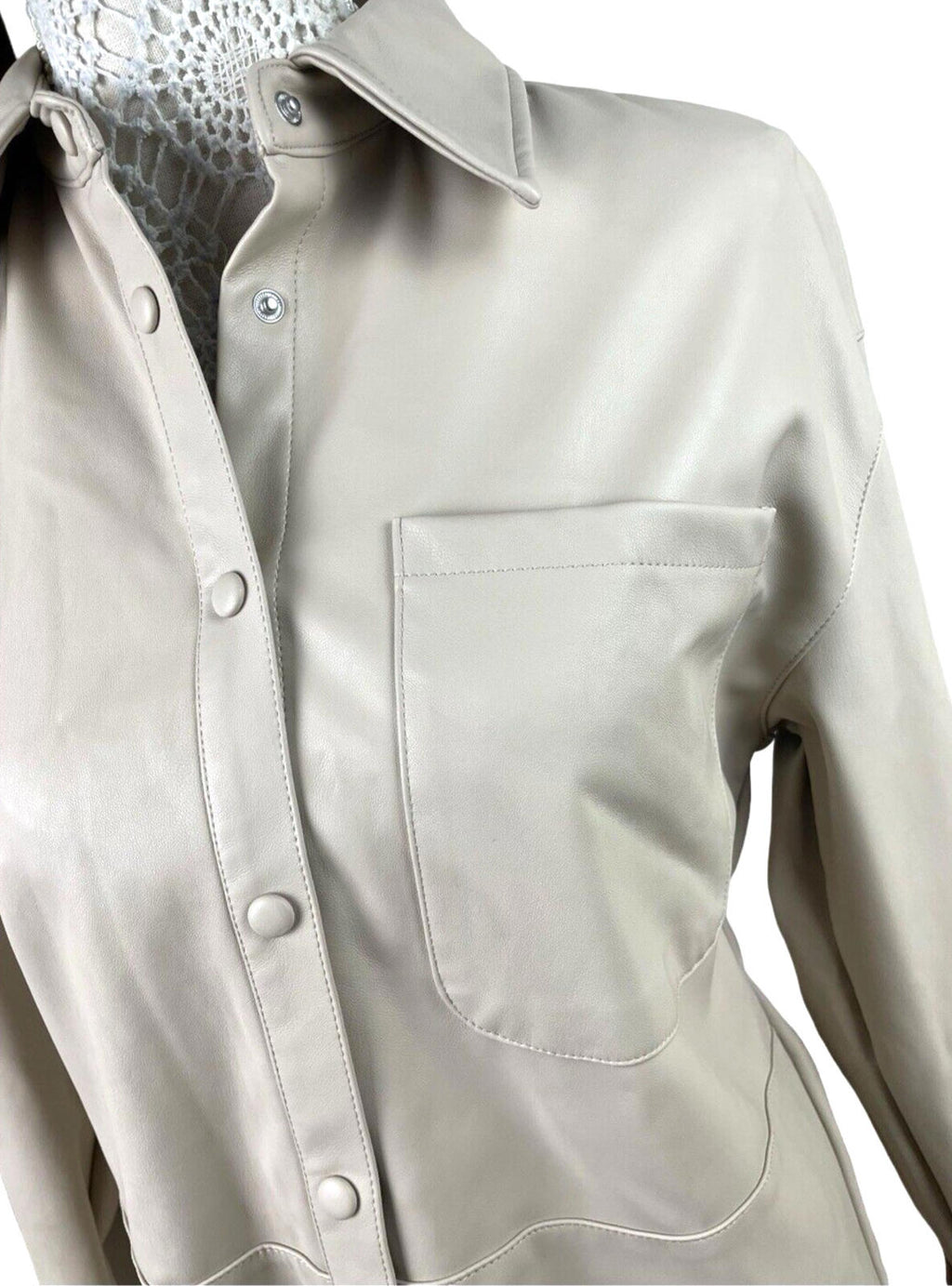 Stradivarius Beige Leather Look Shirt Jacket Women’s UK Size XS
