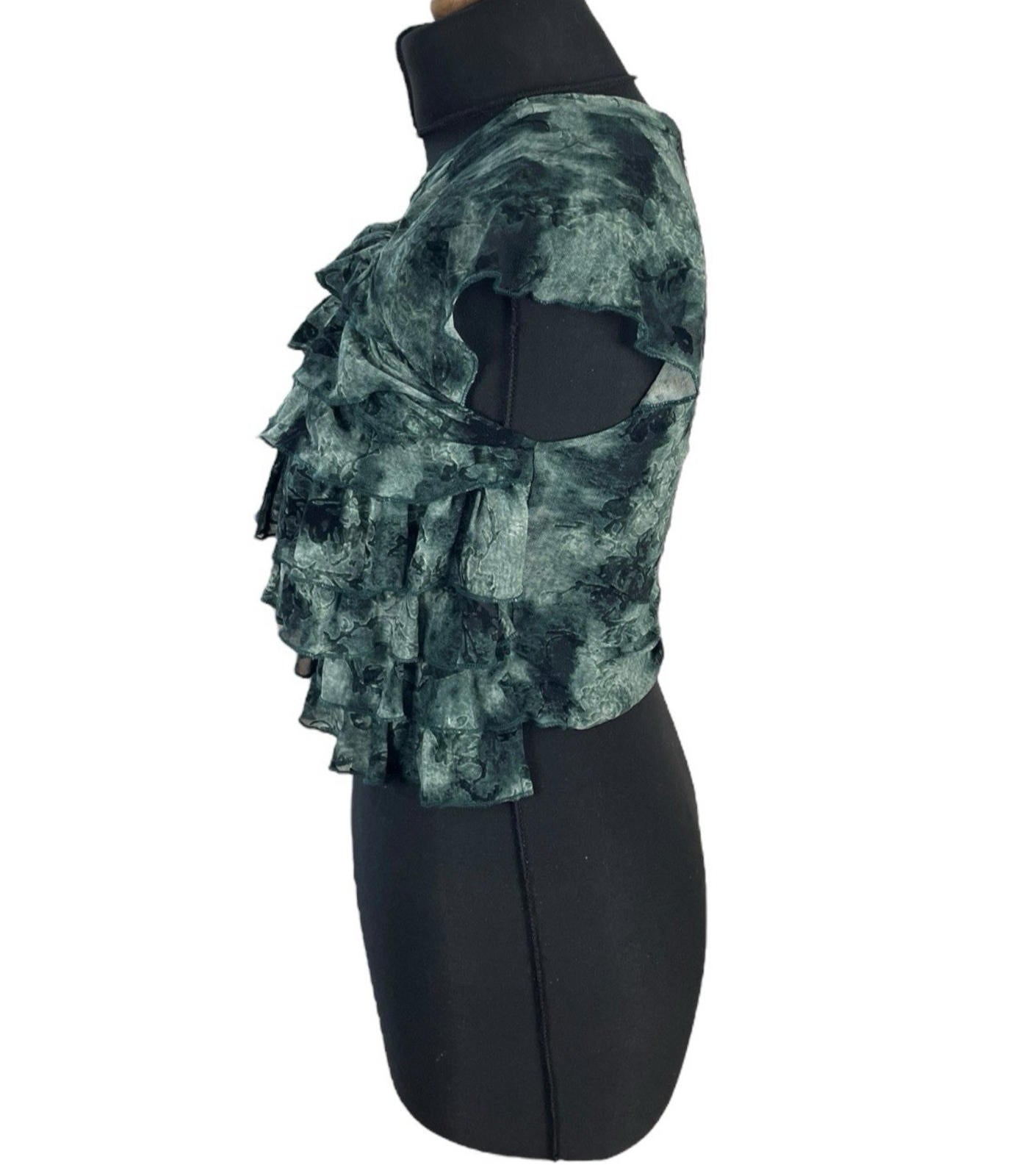 Pretty Little Thing Green Croptop Ruffle Layered High Beck Women’s UK Size 8