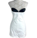 Bodycon Mini Dress Women's UK Size 8 White Denim Strapless Padded Sweetheart