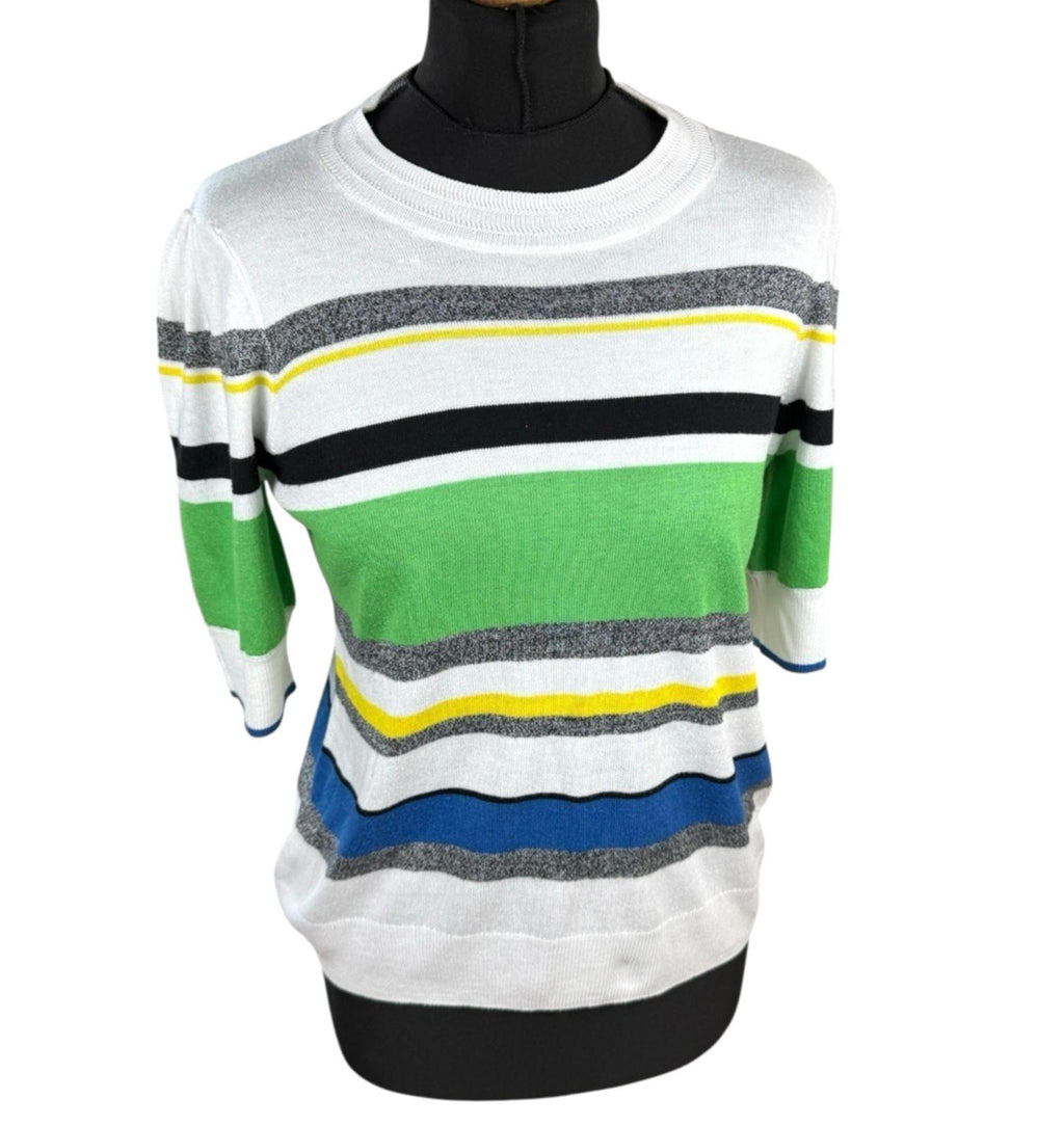 Next Thin Jumper Striped 3/4 Sleeve Women’s UK Size M Crew Neck Multi Coloured
