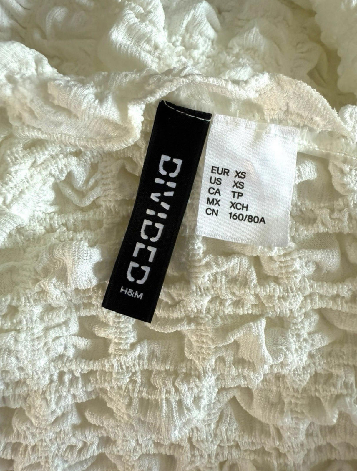 Divided White One Shoulder Top Textured Women’s UK Size XS
