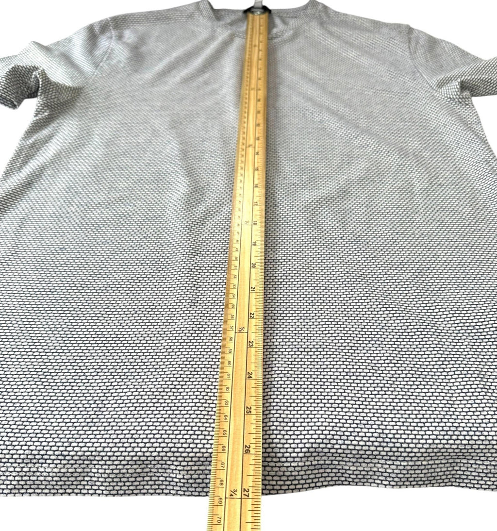 Reiss T-Shirt Men's UK Size M White & Blue Geometric Block Print Crew Neck