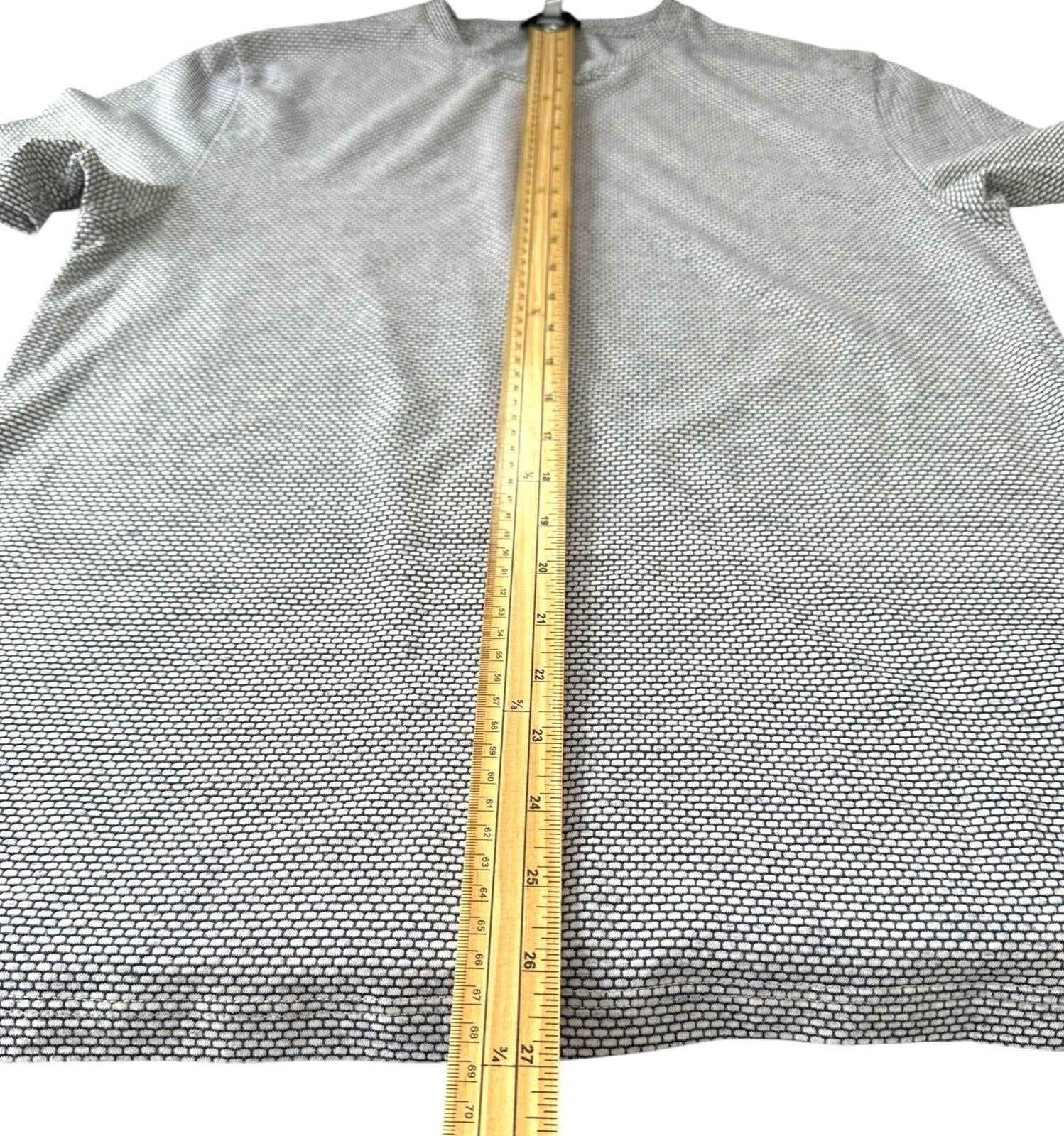 Reiss T-Shirt Men's UK Size M White & Blue Geometric Block Print Crew Neck