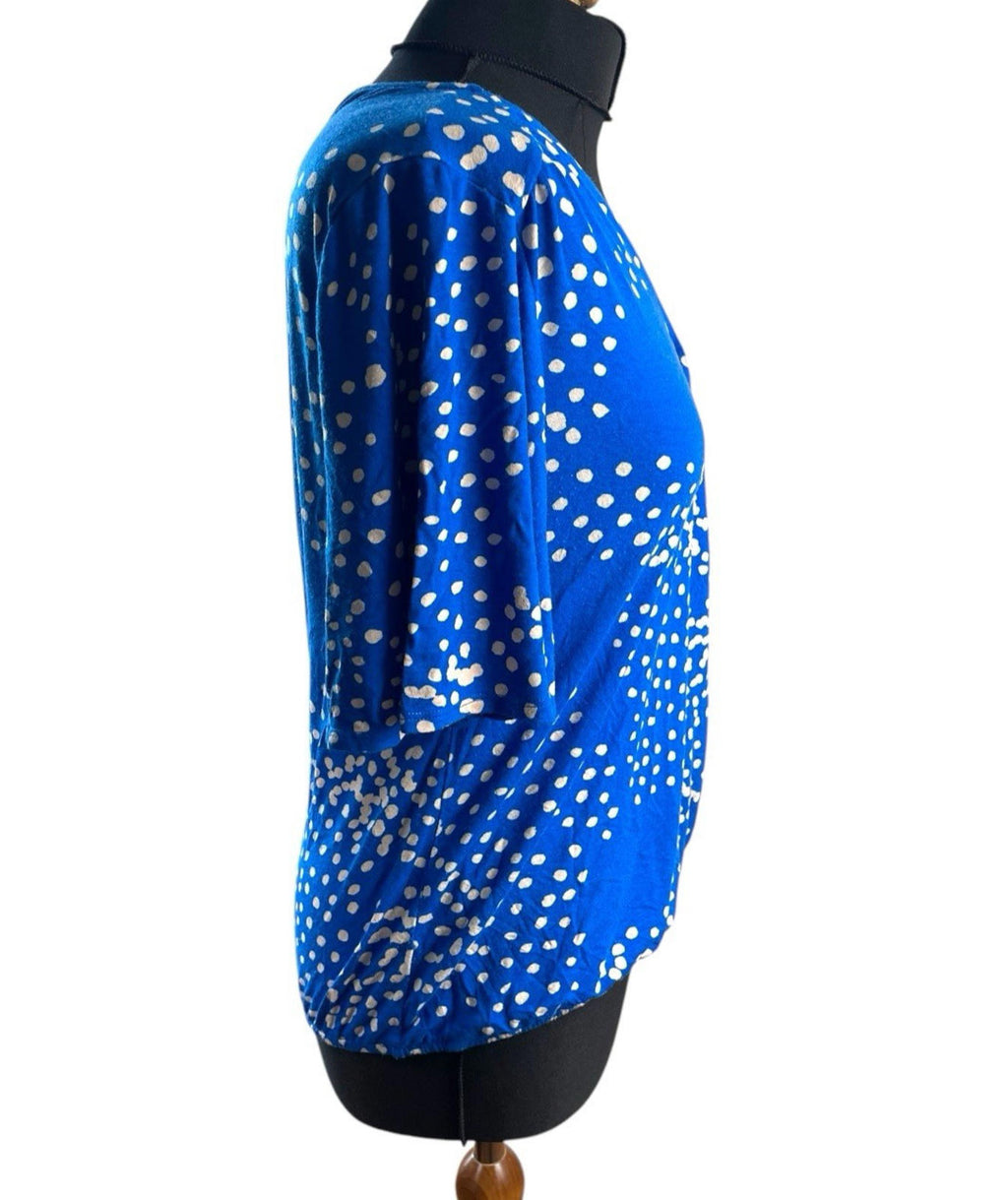 Wallis Blue Polka Dot Blouse Short Sleeve Top Women’s UK Size 10