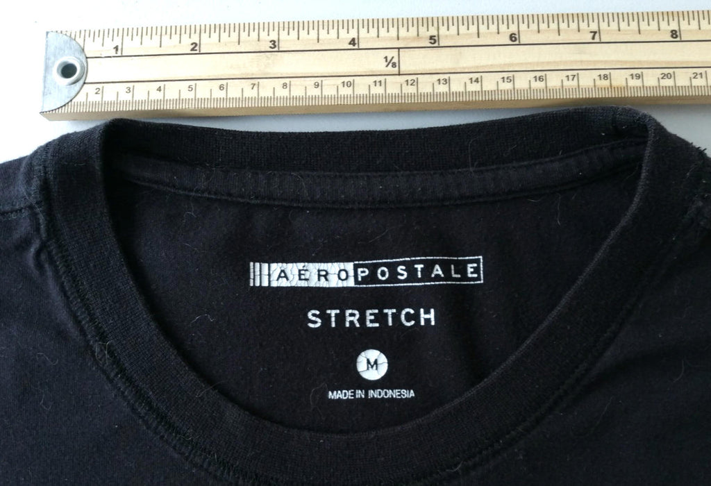 Areopostale Graphic Print T-Shirt Men's Size M Black Crew Neck Stretch Fit