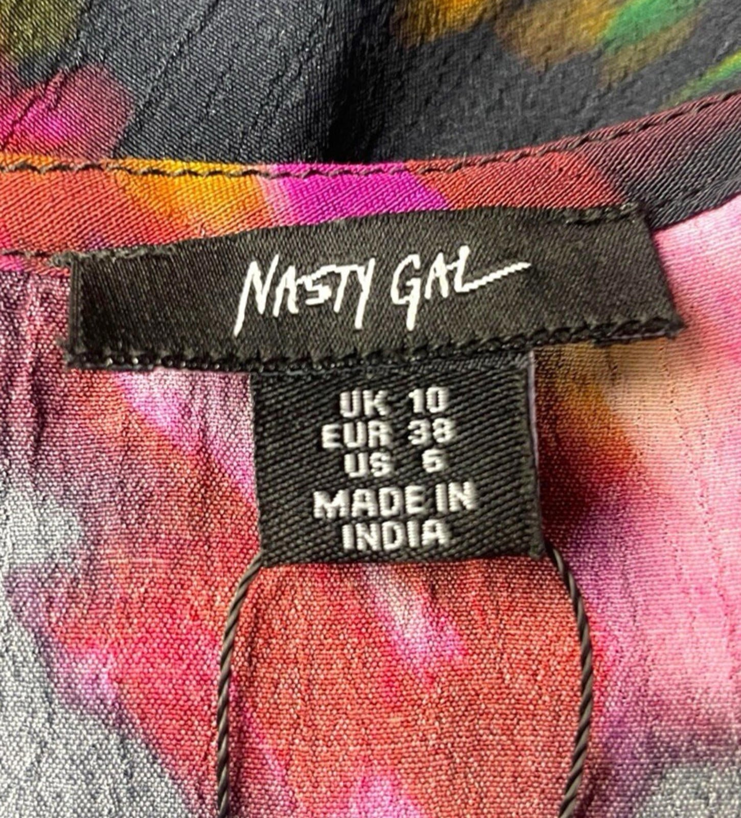 Nasty Gal Floral Tunic Mini Dress Women’s UK Size 10 Long Sleeve Scoop Neck