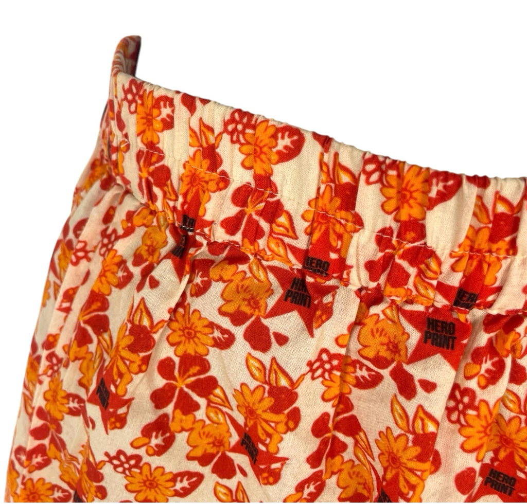 Bright Orange Floral Shorts High Waist Women’s UK Size S