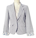Blue Stripe Blazer Jacket Cotton White Pinstripes Size 10