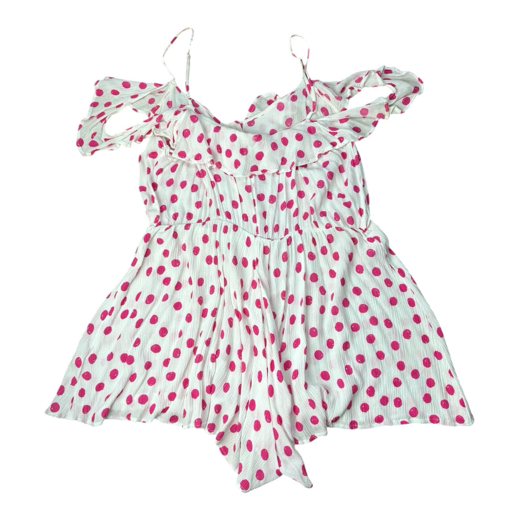 Floozie Polka Dot Playsuit Women’s UK Size L Spaghetti Strap Crinkle Effect