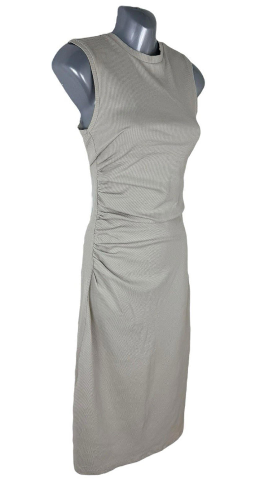 Zara Beige Maxi Dress Ribbed High Neck Stretch Women’s UK Size XS