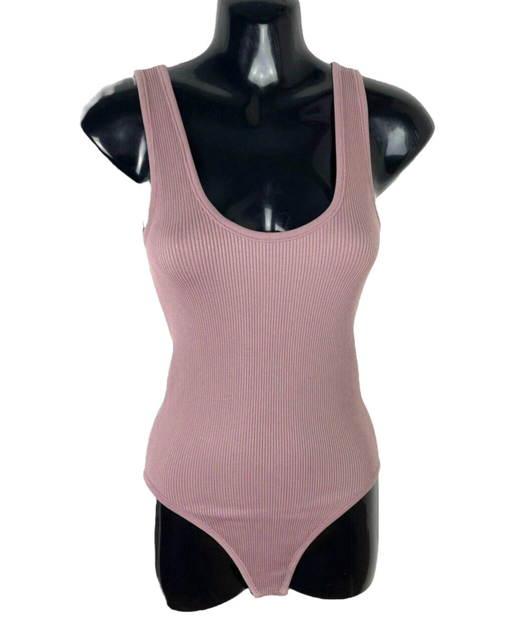 Inlyric Bodysuit Argyle Purple Ribbed Top Stretch Women’s UK Size 10
