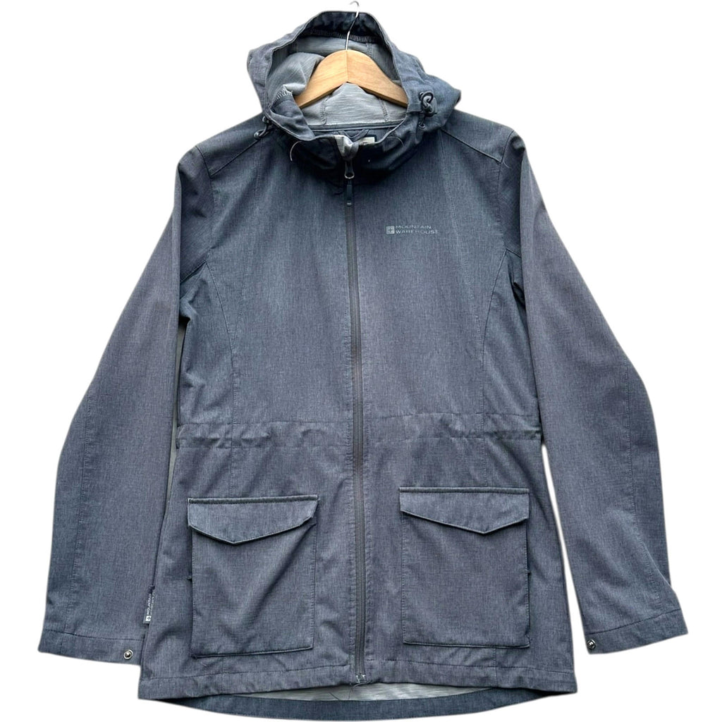 Mountain Warehouse Jacket Women's UK Size 10 Grey Hooded Pockets Soft Shell Coat