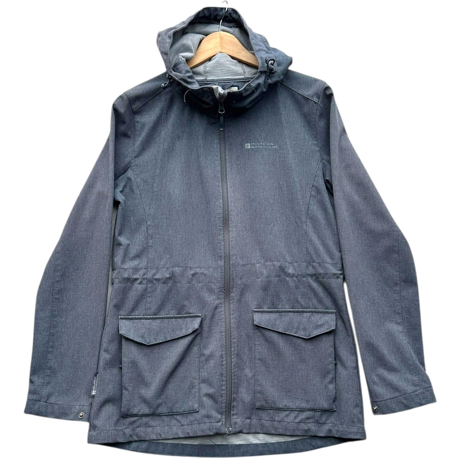 Mountain Warehouse Jacket Women's UK Size 10 Grey Hooded Pockets Soft Shell Coat