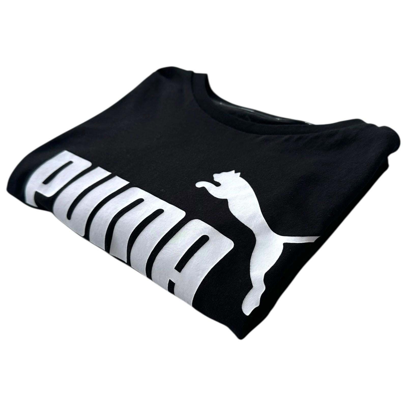 Puma T-Shirt Teen Age 13-14 Black Graphic Logo Print Short Sleeve Crew Neck
