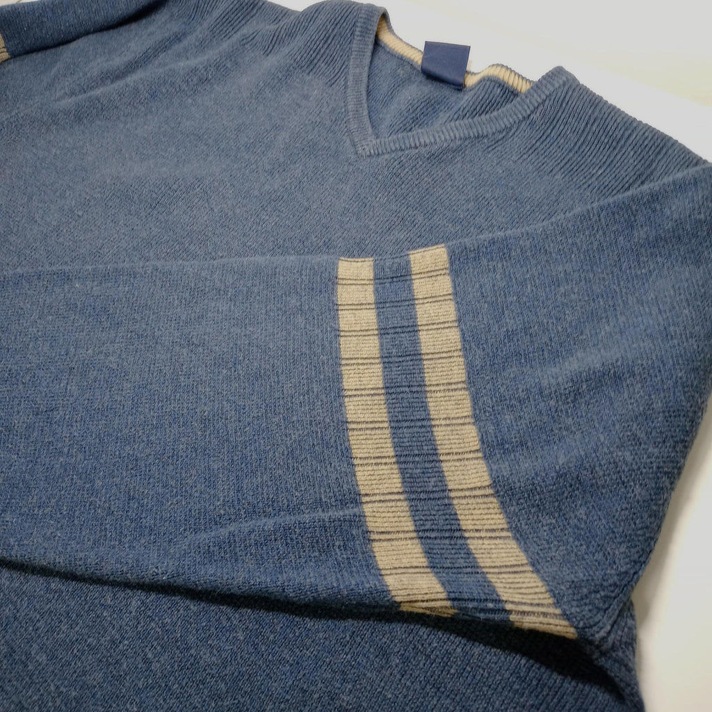 Nautica Knit Jumper Men's UK Size XL Blue Long Sleeve V-Neck Easy Care