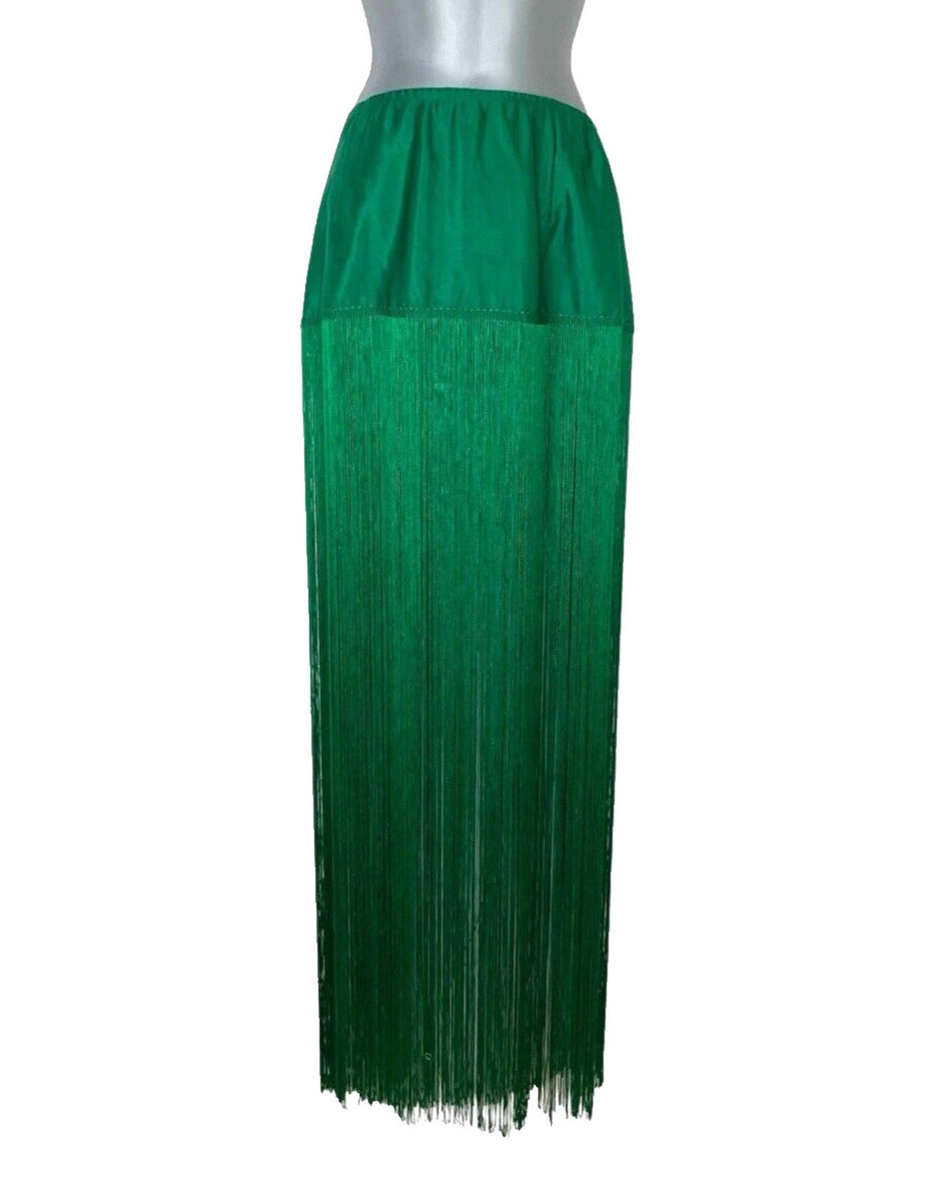 Pretty Little Thing Bright Green Tassel Maxi Skirt High Waist Women’s UK Size 10