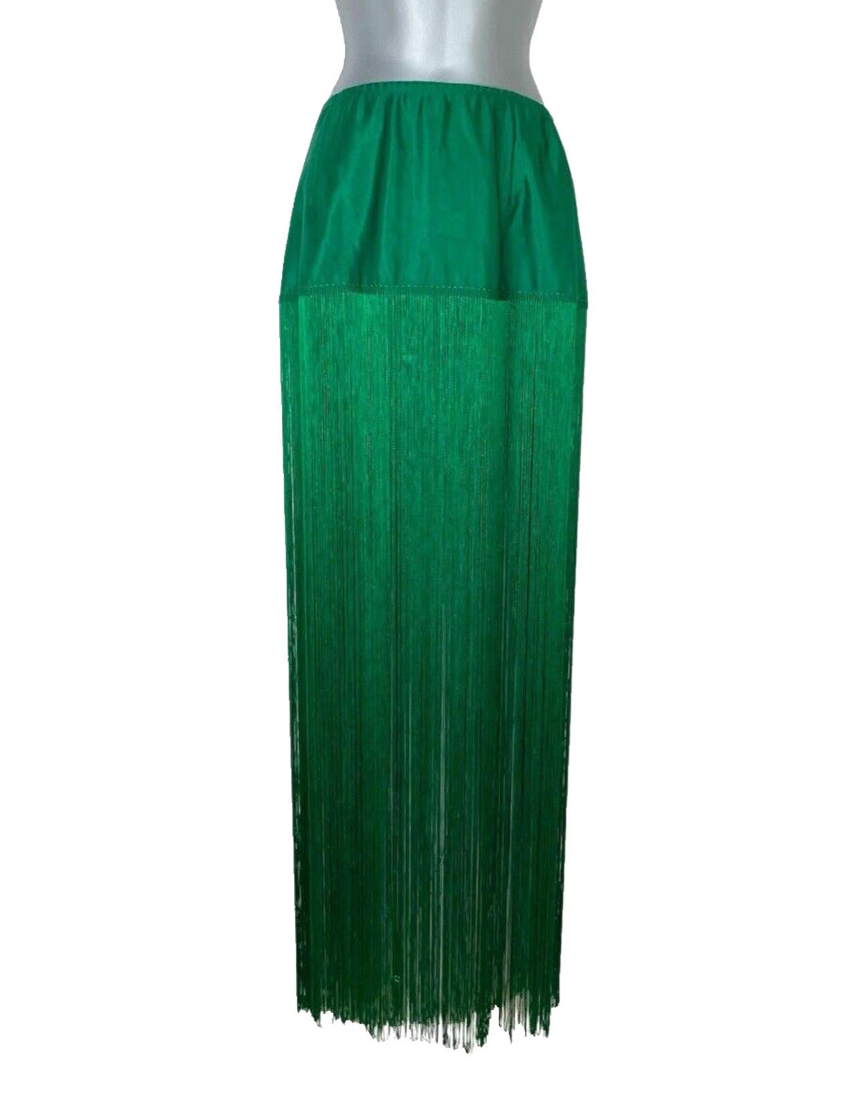 Pretty Little Thing Bright Green Tassel Maxi Skirt High Waist Women’s UK Size 10