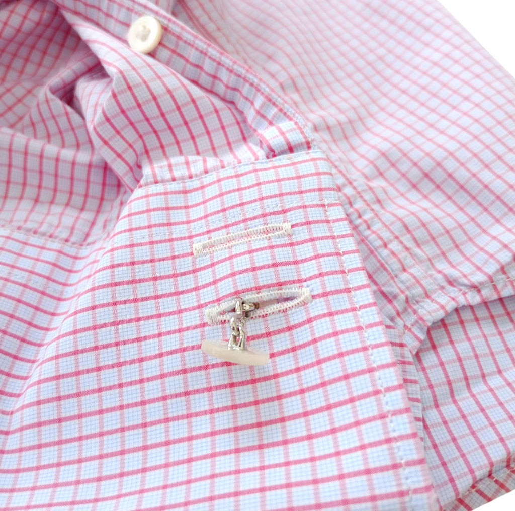 Gieves & Hawkes Pink Check Long Sleeve Shirt Men's UK Size M 37" Chest