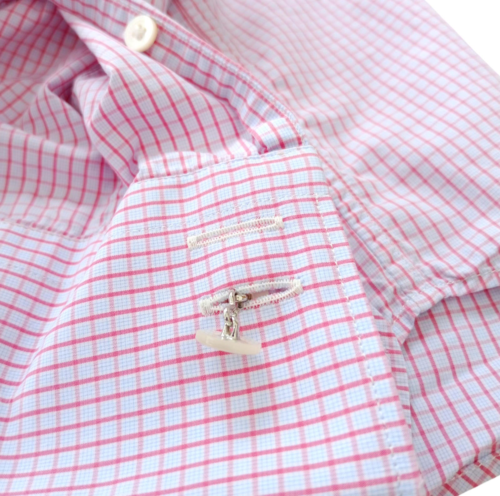 Gieves & Hawkes Pink Check Long Sleeve Shirt Men's UK Size M 37" Chest