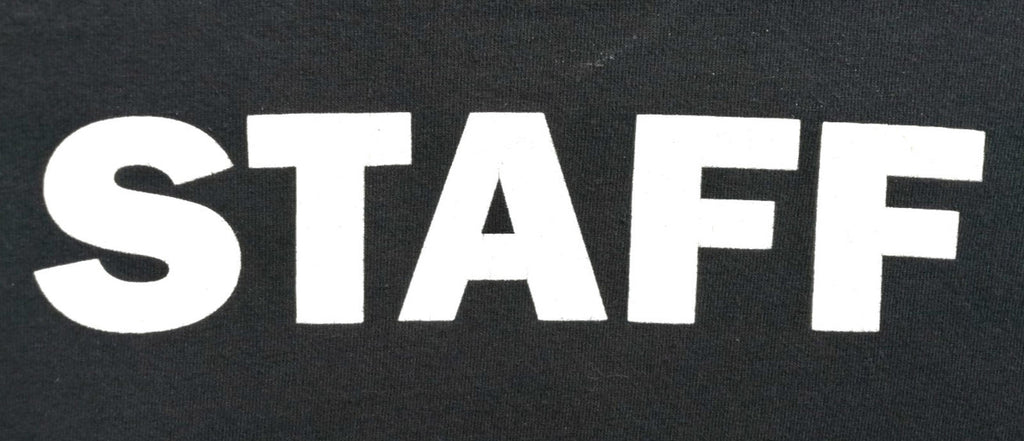 Staff Venue Graphic Print T-Shirt Men's Size XL Black Crew Neck 100% Cotton