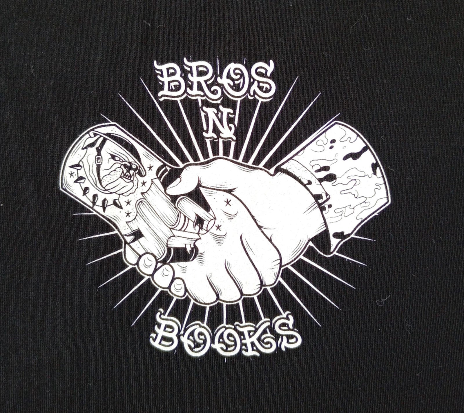 Brothers In Books Graphic Print T-Shirt Men's UK Size XL Black 100% Cotton