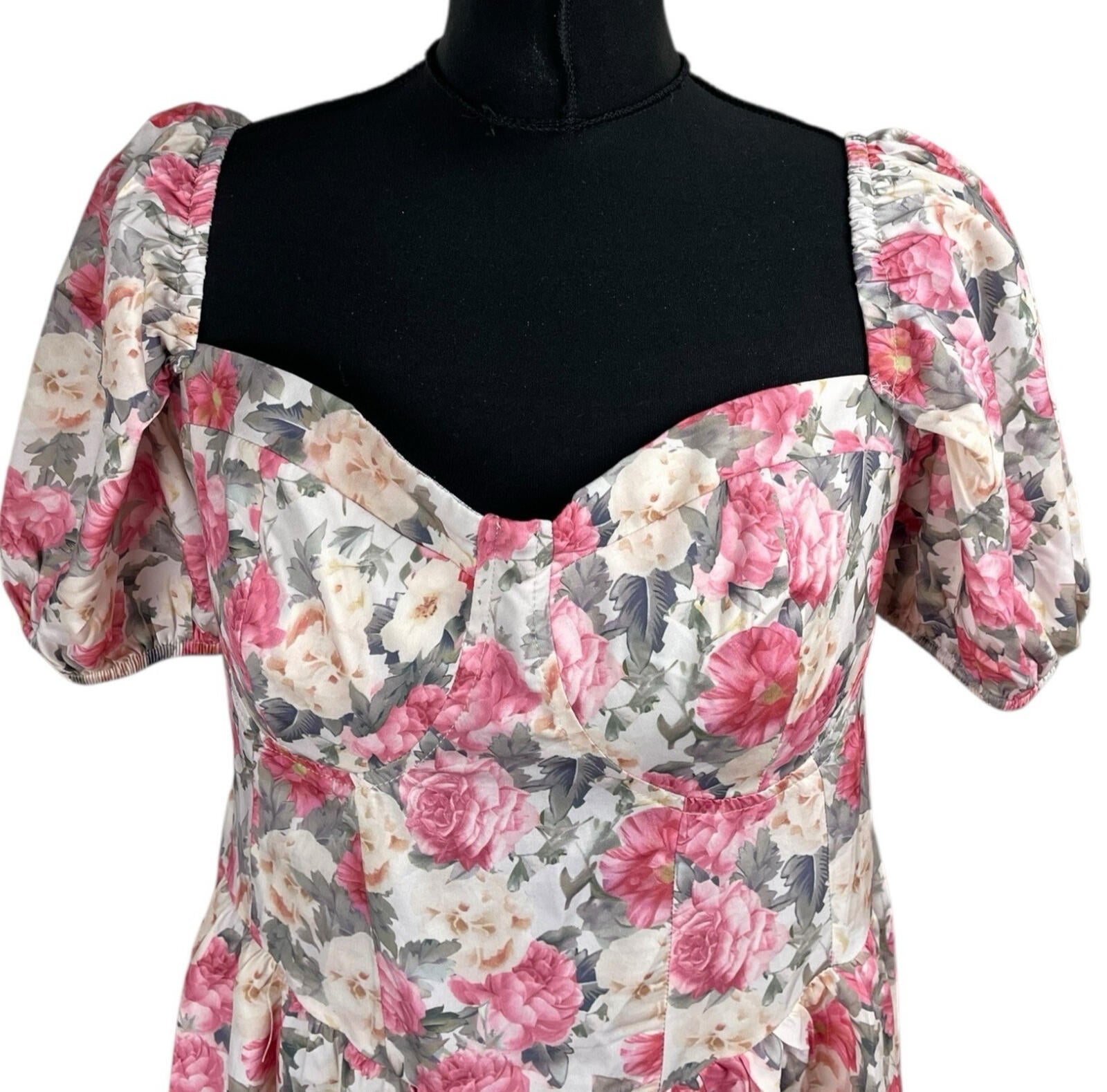 Shein Curve Floral Aline Mini Dress Women’s UK Size 0XL (14) Short Sleeve Pink