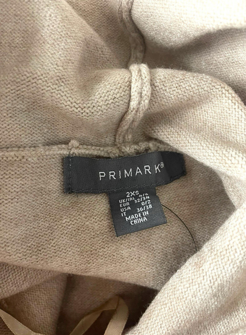 Primark Beige Hooded Jumper Relaxed Fit Women’s UK Size 2XS
