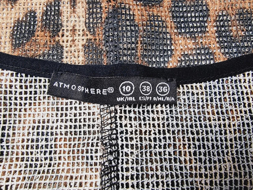 Leopard Print Mesh T-Shirt Blouse Crop Top Women's UK Size 10 Dolman Sleeve
