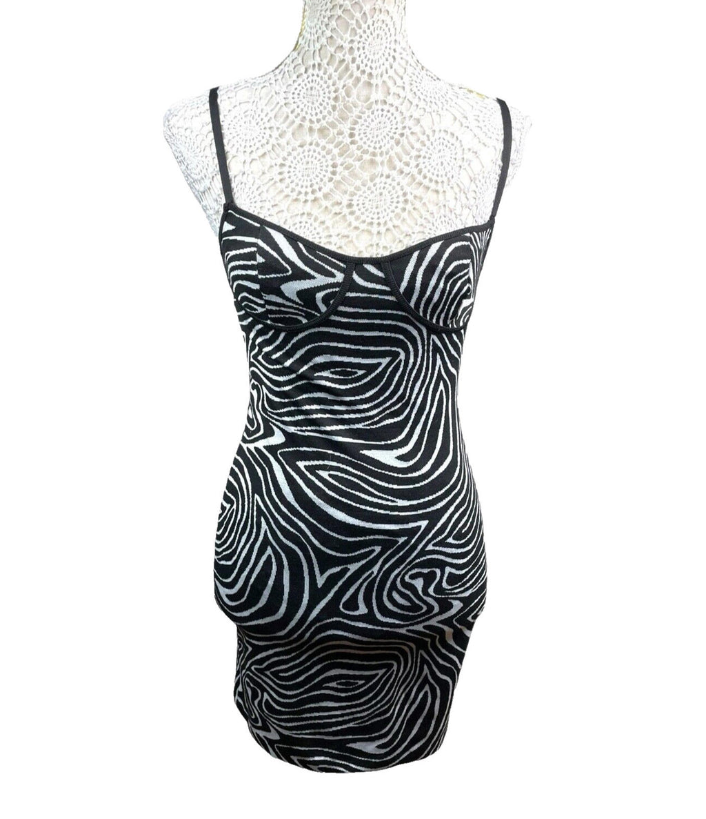 Zara Mini Dress Black & White Animal Print Women’s UK Size S